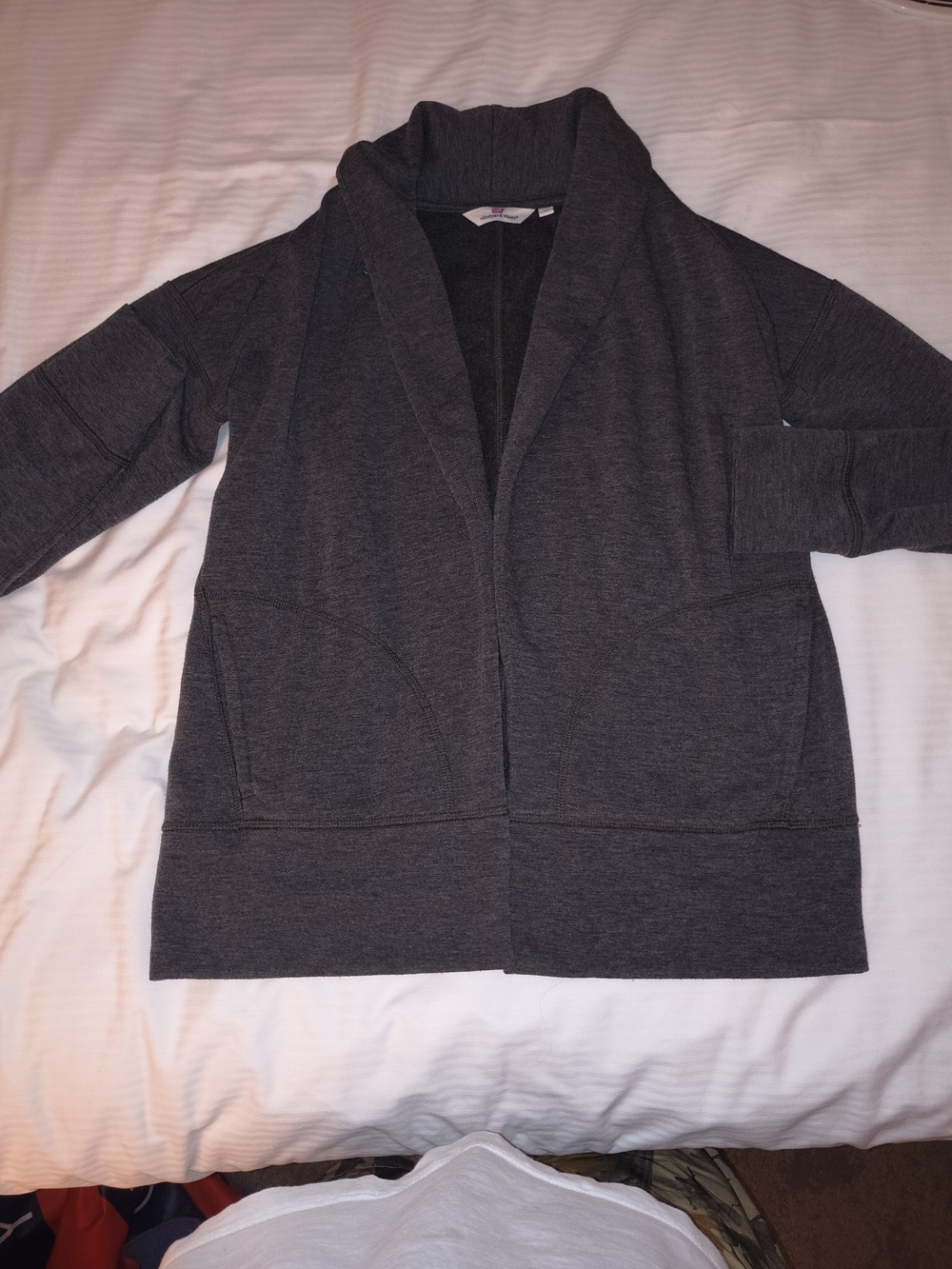 Vineyard Vines Dark Gray Women's Shawl Collar Open Cardigan Sweater